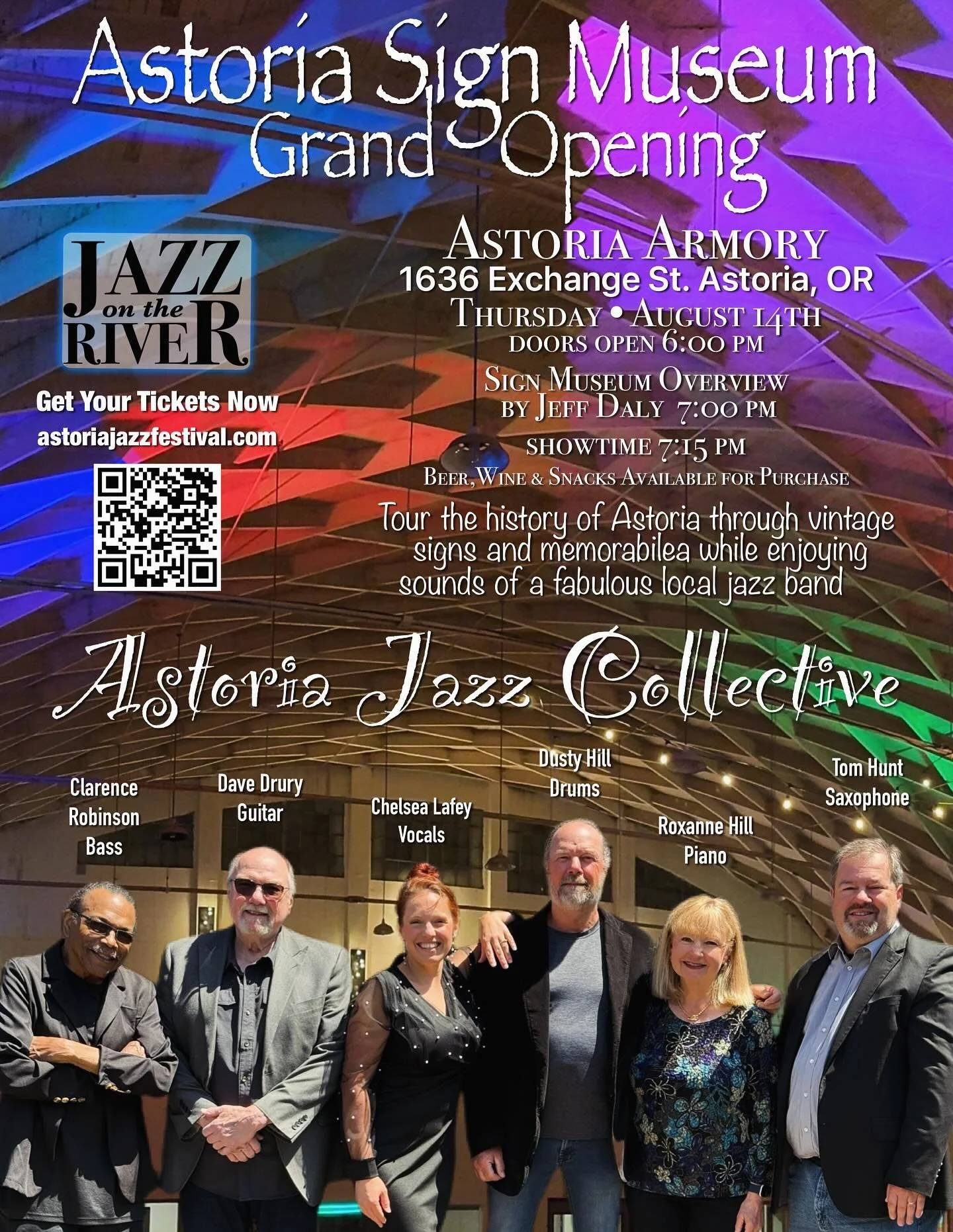Join us next Thursday night, August 14th, for the grand opening of the Astoria Sign Museum at the Astoria Armory, featuring the Astoria Jazz Collective!

Tour the history of old Astoria through vintage signs and memorabilia, while enjoying the sounds