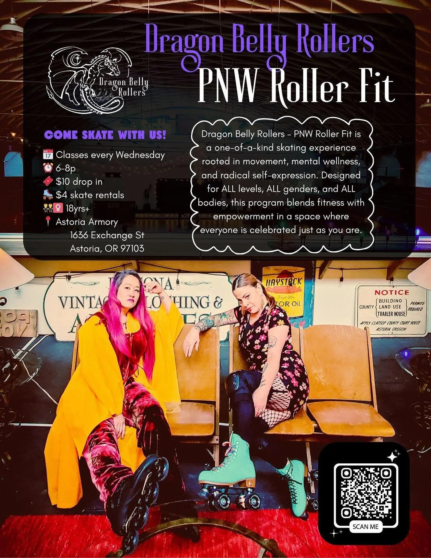 Happening tonight @astoriaarmory!

&ldquo;Dragon Belly Rollers-PNW Roller Fit @dragonbellyrollers is a one-of-a-kind adult skating experience, rooted in movement, mental wellness and radical self-expression. Designed for all levels and all bodies, th