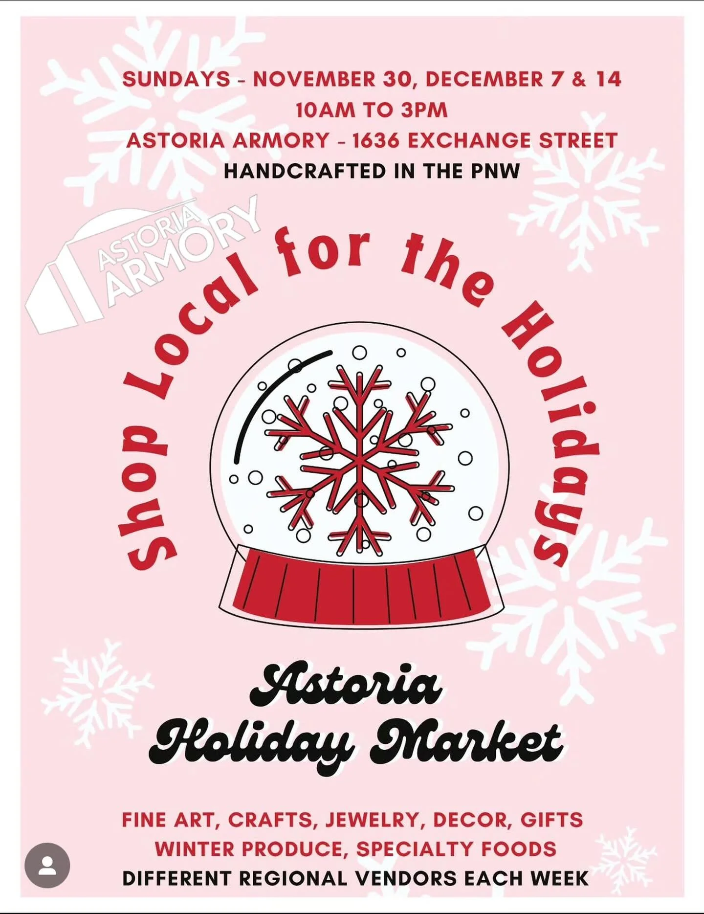 Today is the day! Come on down to @astoriaarmory, and shop locally for the holidays, while supporting local artists and makers in our community! Find 60+ vendors this year! @astoriasundaymarket 🎁🎨🎄🙏🏽✨
