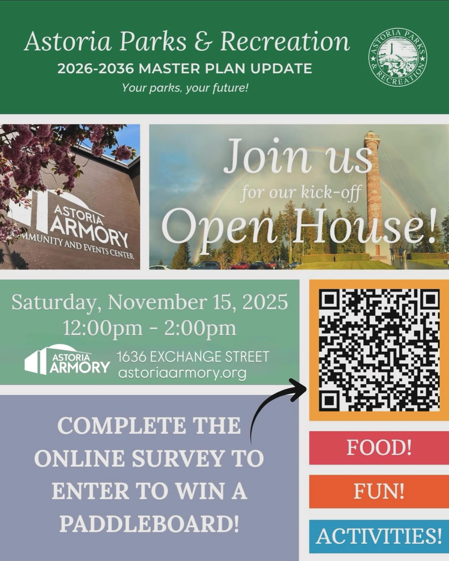 Happening this Saturday, 11/15 @astoriaarmory! Join @astoria_parks for their kick-off open house event and master plan update.

&ldquo;Don&rsquo;t forget to join us this SATURDAY, NOVEMBER 15 at @astoriaarmory from 12-2pm for FREE FOOD, FREE SWAG, &a