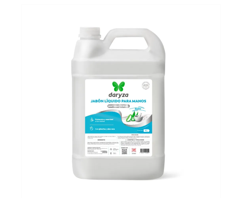 Jabón Líquido Para Manos Antibacterial Neutro Daryza x 4 L