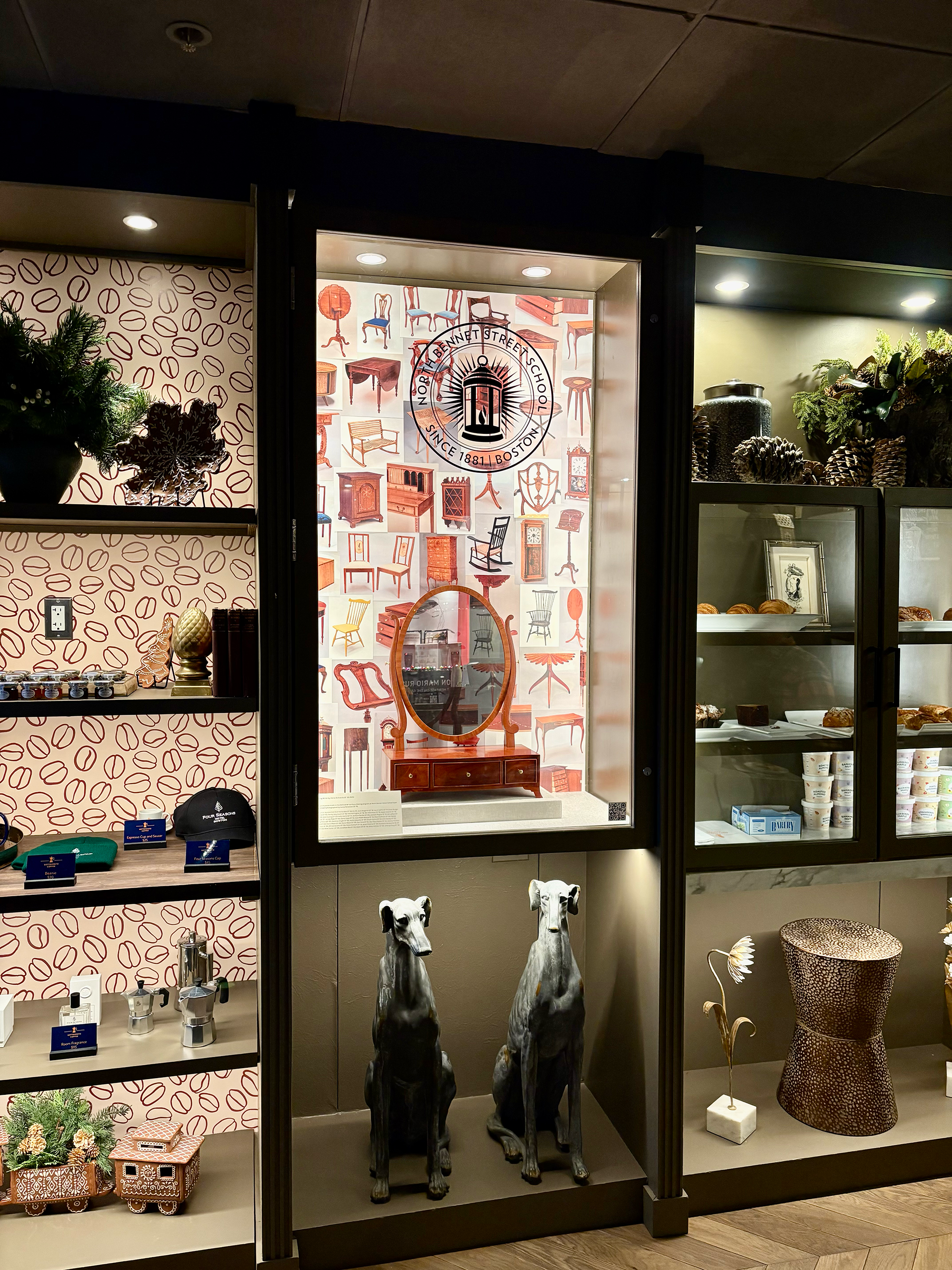 Display case at the Four Seasons Hotel, Boston.