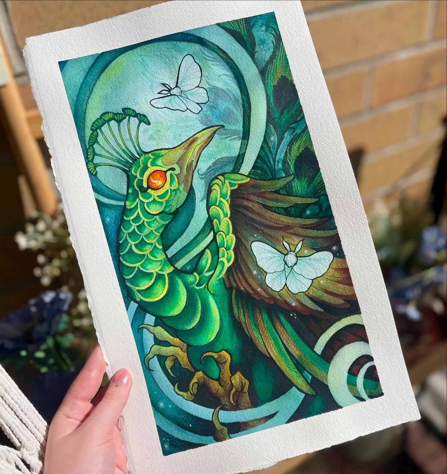 This piece was so fun to create! It’s mixed media, with alcohol markers, watercolour, liners, and coloured pencil. I had a realization the other day that I haven’t drawn many peacocks 🦚 how we feeling about prints for this one? #peacock