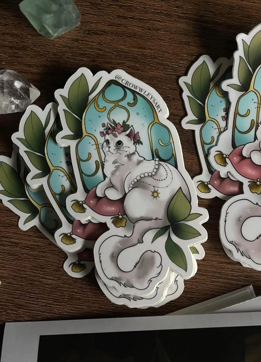 $2.50 - princess cat sticker on weather/water resistant glossy vinyl