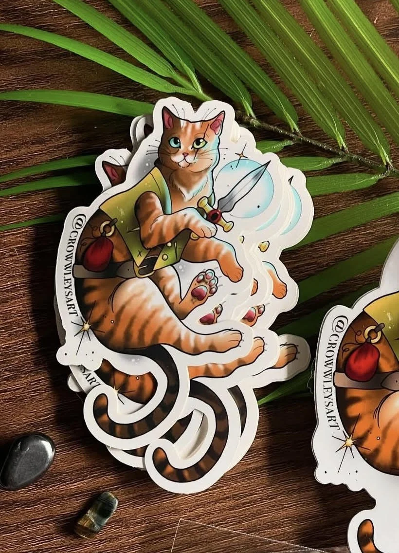 $2.50 - bandit cat sticker on weather/water resistant glossy vinyl