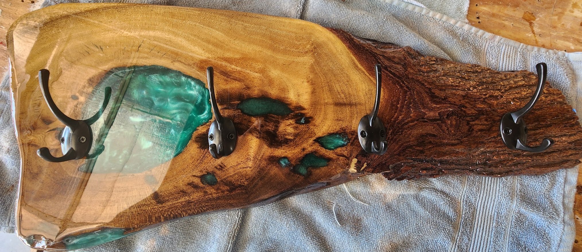 Rustic Elegance Wood and Resin Coat Rack