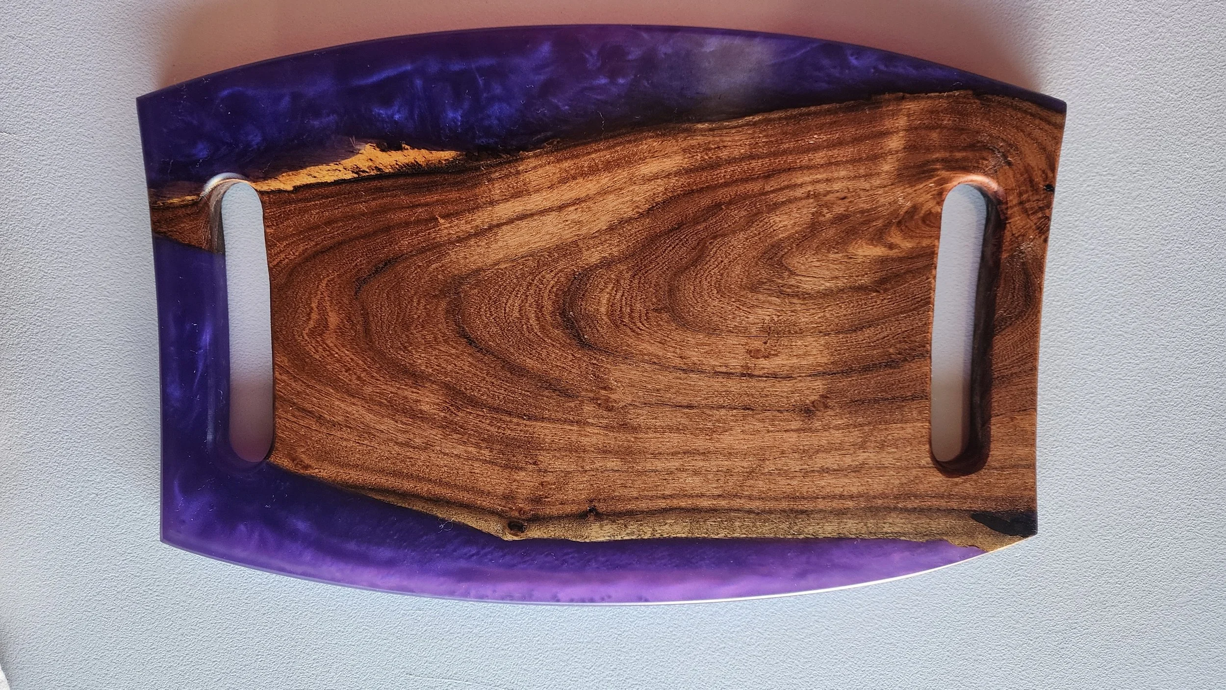Handcrafted Wood and Resin Serving Board
