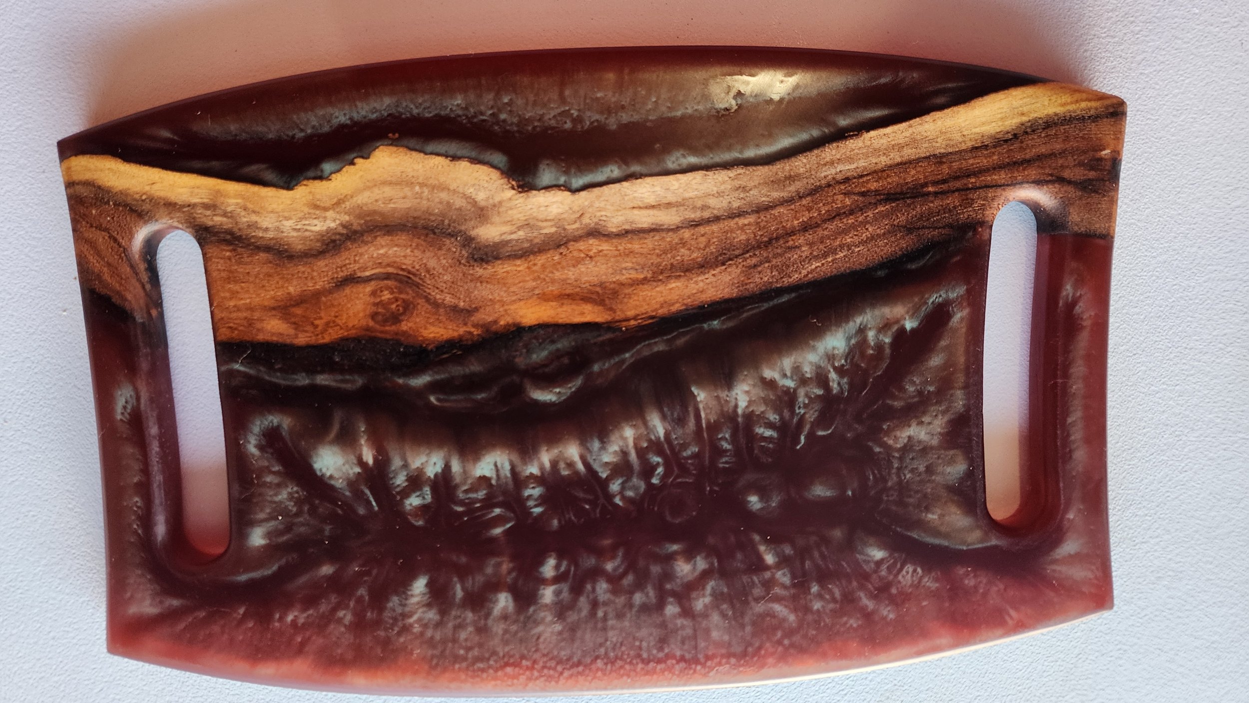 Handcrafted Resin and Wood Serving Tray