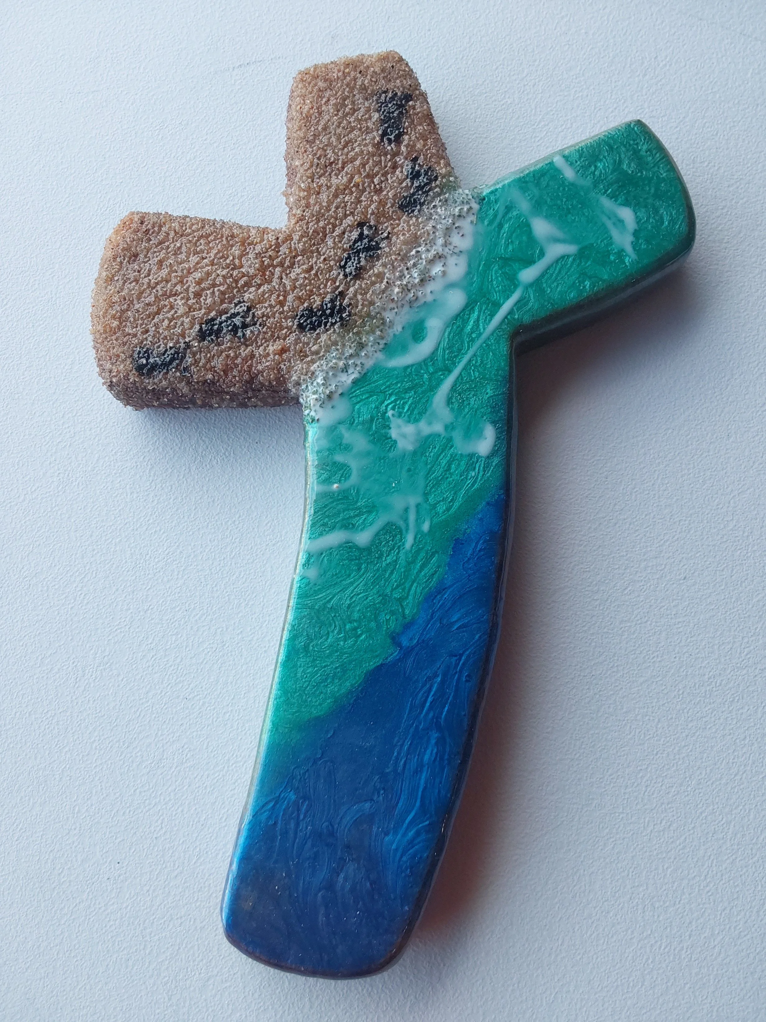 Handcrafted Beach-Themed Resin Cross