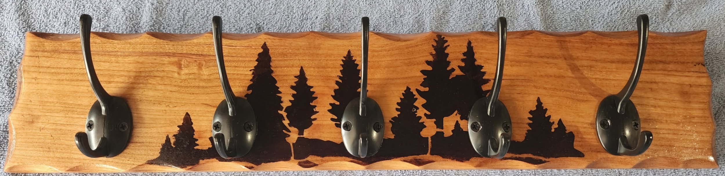Rustic Tree Silhouette Wooden Coat Rack
