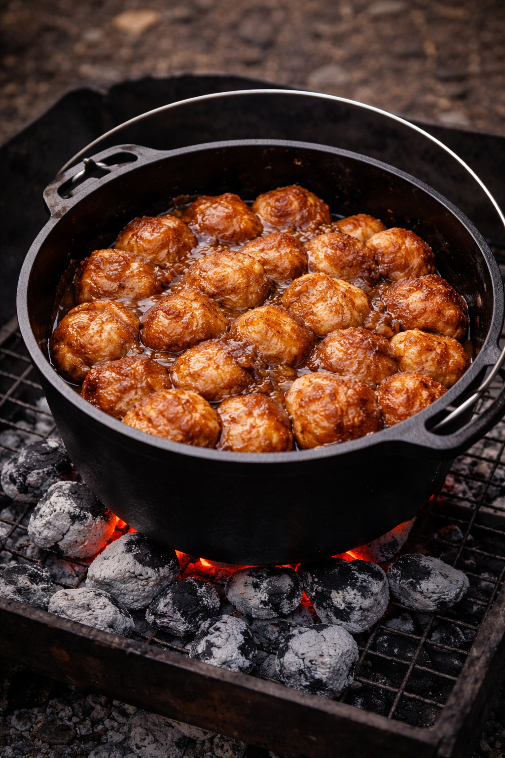 Dutch Oven Monkey Bread Over Coals