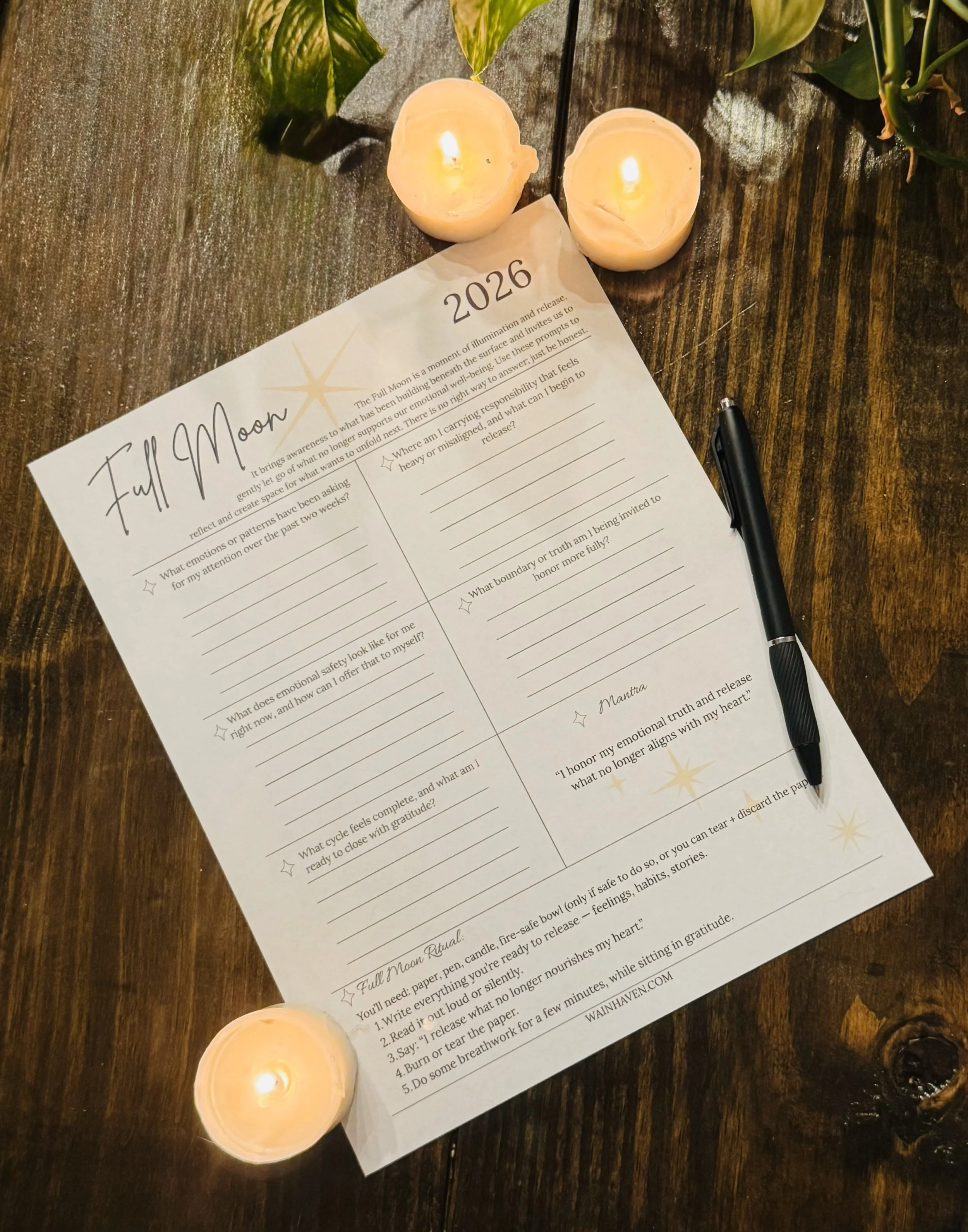 photo of a full moon journal prompt