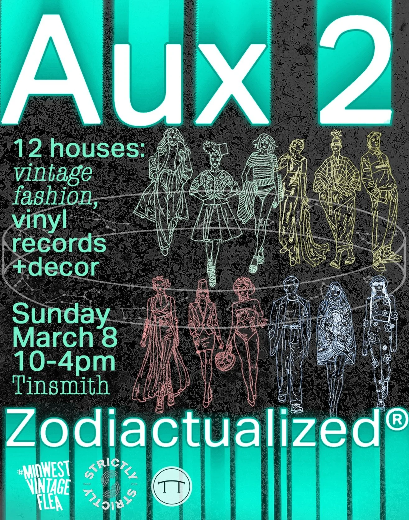 AUX, MVF&rsquo;s experimental market, returns Sunday, March 8 to Tinsmith. 

For AUX 2, we&rsquo;re mapping vintage fashion, music, and d&eacute;cor through the zodiac: vendors have proven their starstuff at some of the country&rsquo;s best vintage f