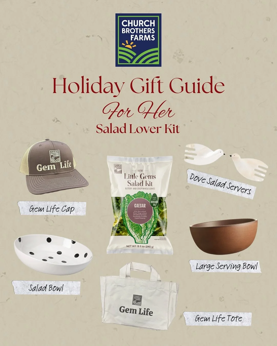 Forget the guesswork, these gifts pair perfectly with Church Brothers fresh veggies 💚