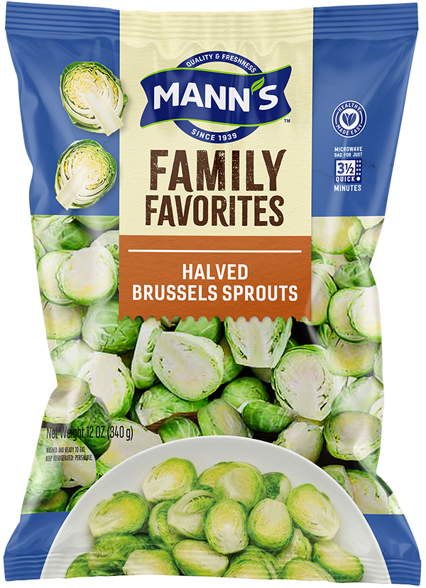 Mann's Packing Halved Brussels Sprouts Bag Front