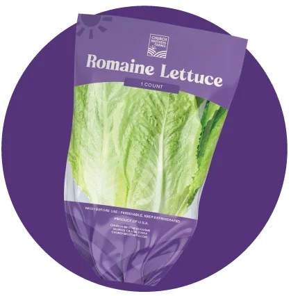 Church Brothers Farms 1 Count Romaine Lettuce Package