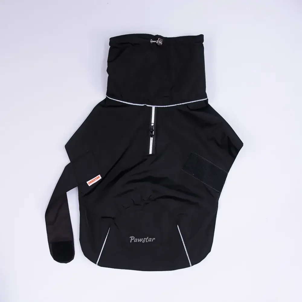 Hundemantel Regen in Rot wasserdicht mit Fleecefutter Rückansicht