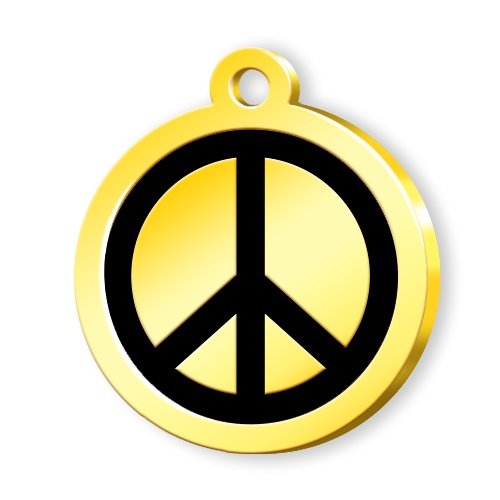 Personalisierter Edelstahl Anhänger mit Gravur Peace in Gold Schwarz