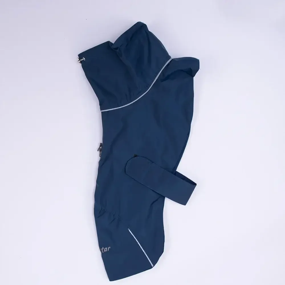 Hundemantel Regen in Dunkelblau wasserdicht mit warmem Innenfutter