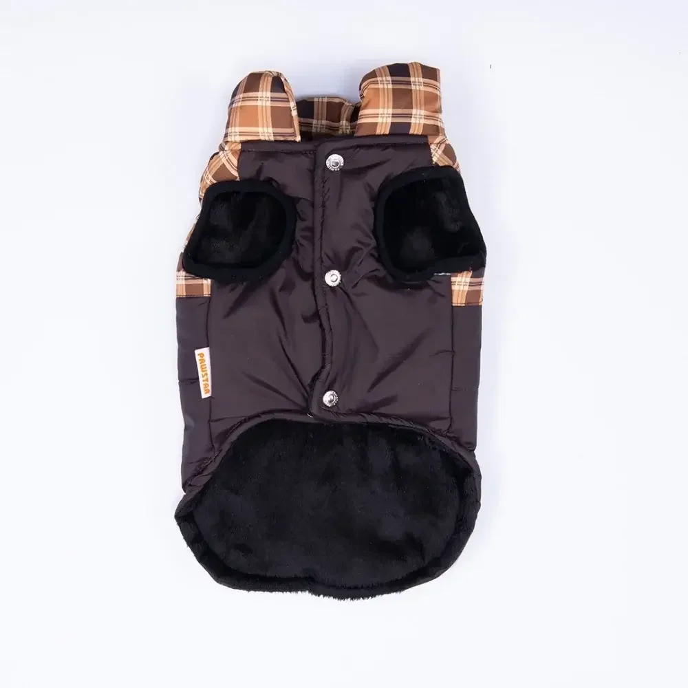 Detailaufnahme vom Fleecefutter im brauenen Hunderegenmantel