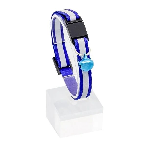 Reflektierendes Katzenhalsband in Blau mit Glöckchen – 20–30 cm verstellbar