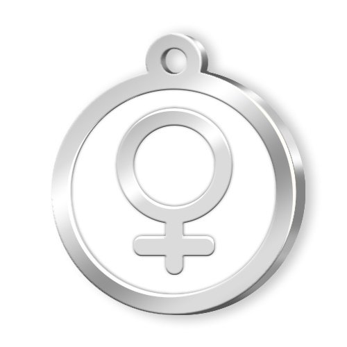 Personalisierter Edelstahl Anhänger mit Gravur Venus Symbol in Silber Weiss