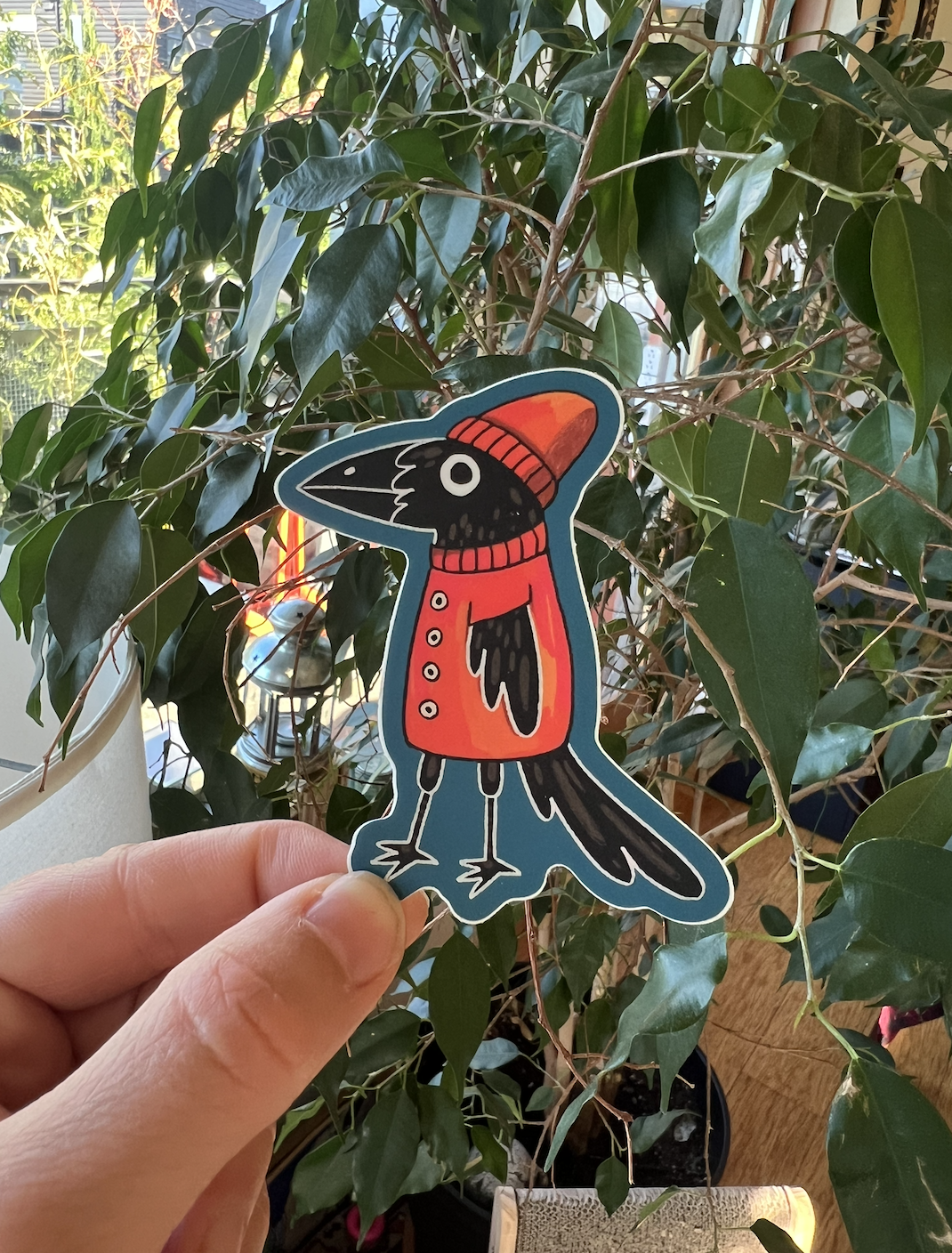 Corvid in a Coat Sticker