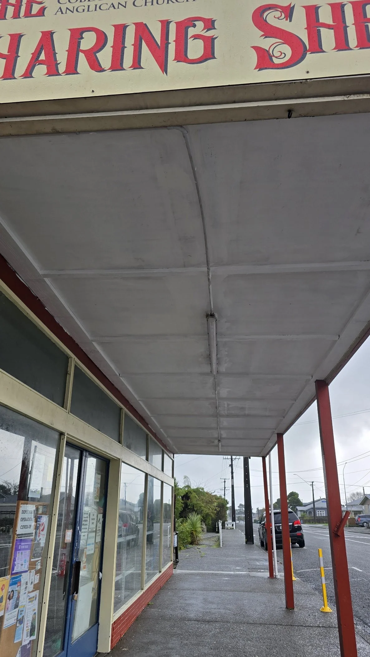 Freshly undercoated Veranda ceiling