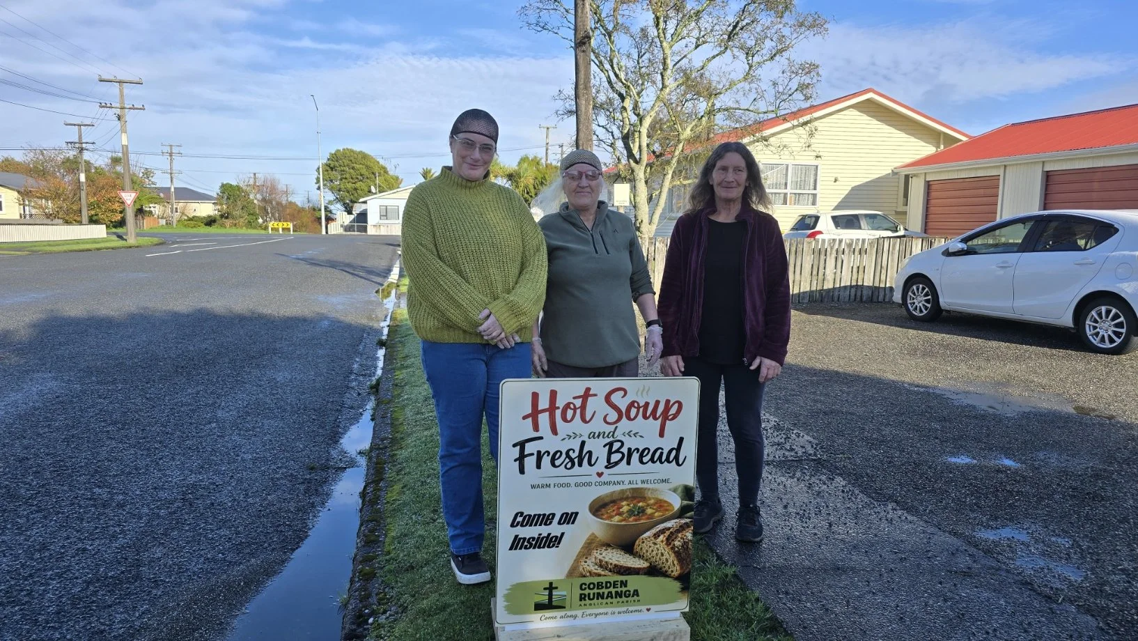 Our footpath sign for Hot Soup & Fresh Bread