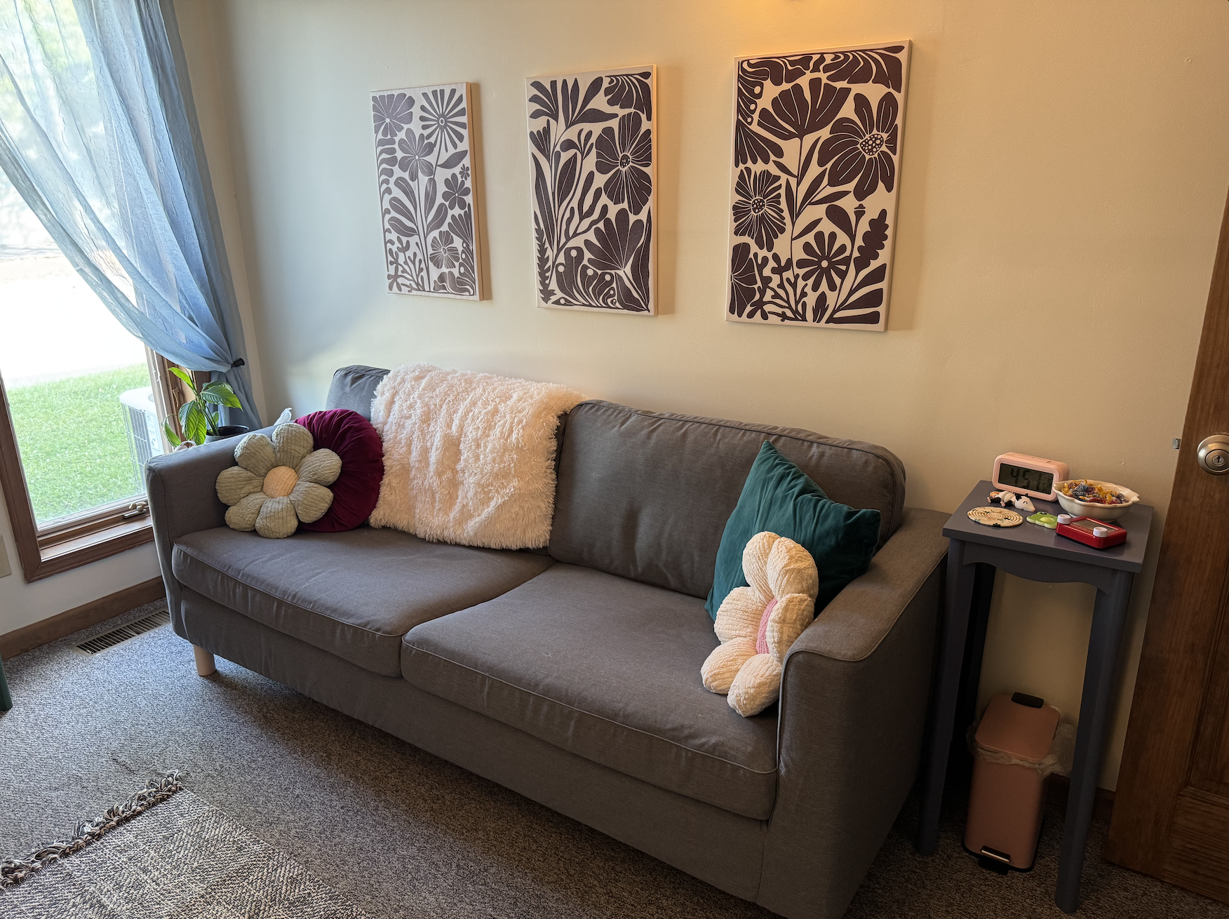 Soft light, cozy seating, and calming tools to support your comfort in session.