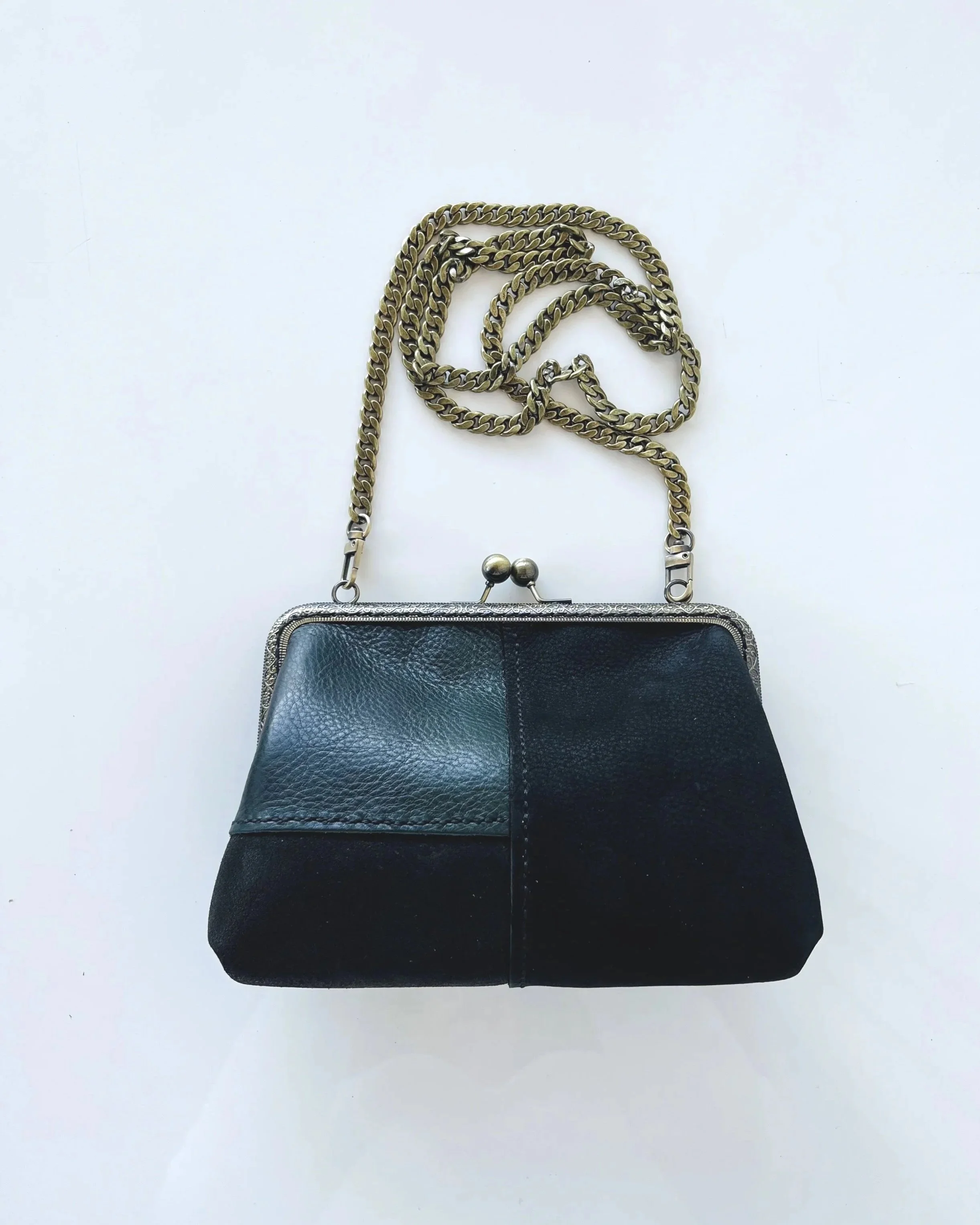 Black discarded leather & suede bits