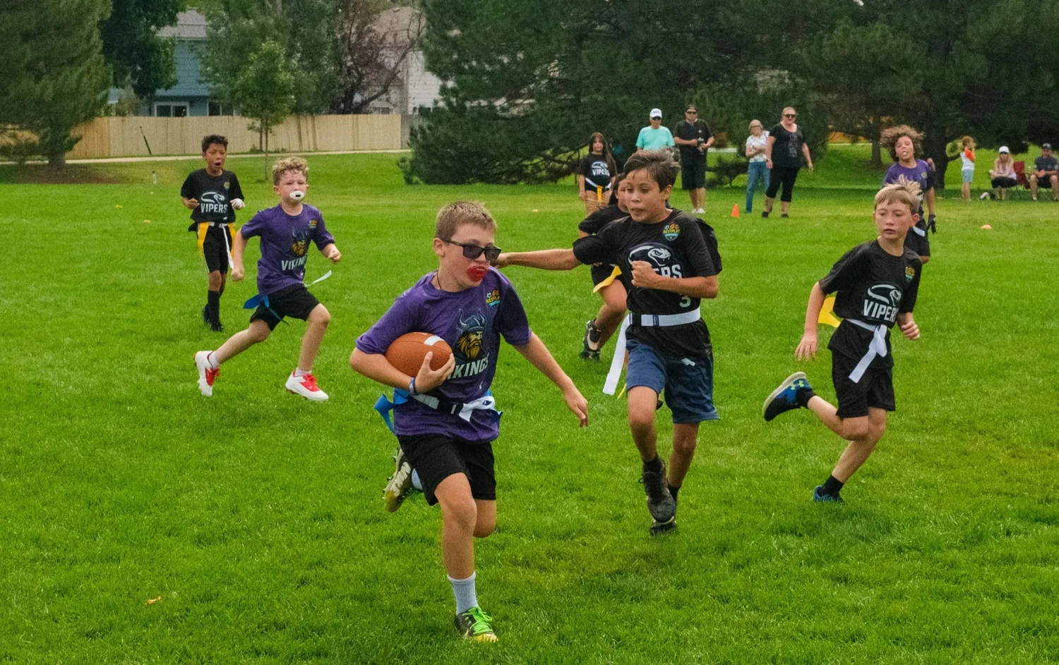 Elite flag football players in action