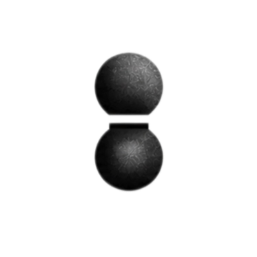 A black and white illustration of a molecule with two spheres connected by a bond.