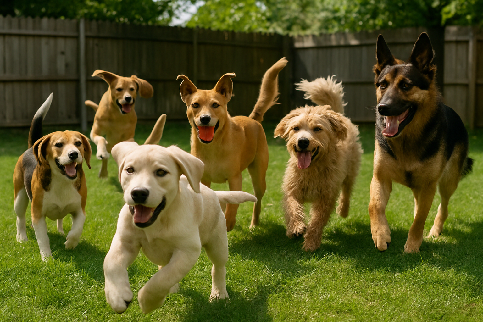Dogs at Play in Sunny Yard.png