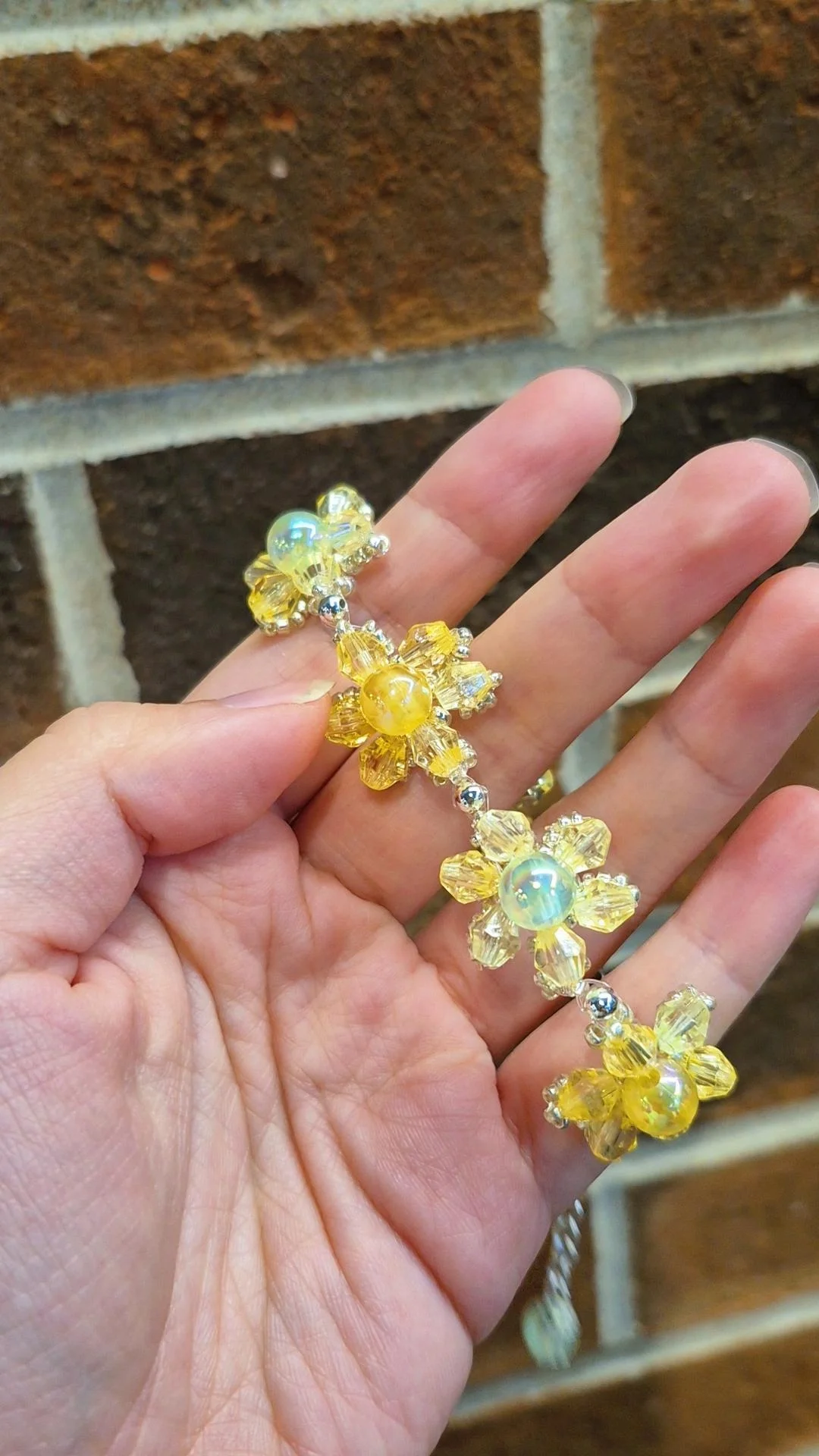 Golden Snowflakes Beaded Bangle