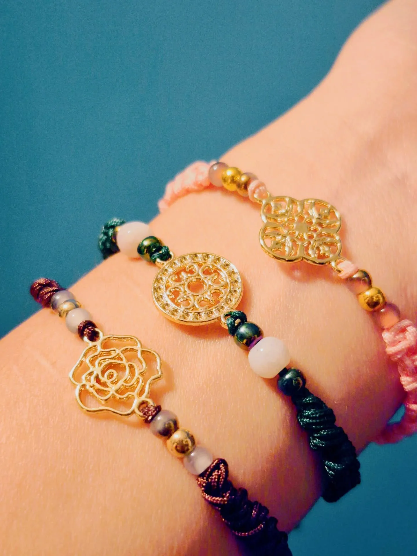 New protective charms bracelets! $15 each with natural stone and gold-inlayed glass beads. Grab them this Friday at Englewood Third Friday in Independence, or wait for them to be listed online next week! #wearperiphery