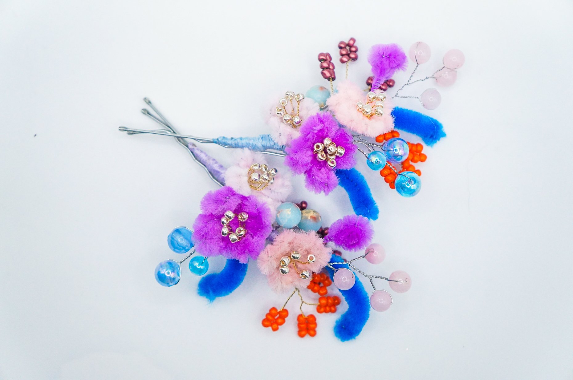 Purple Flower Mini Bouquet Rong Hua Bobby Pin