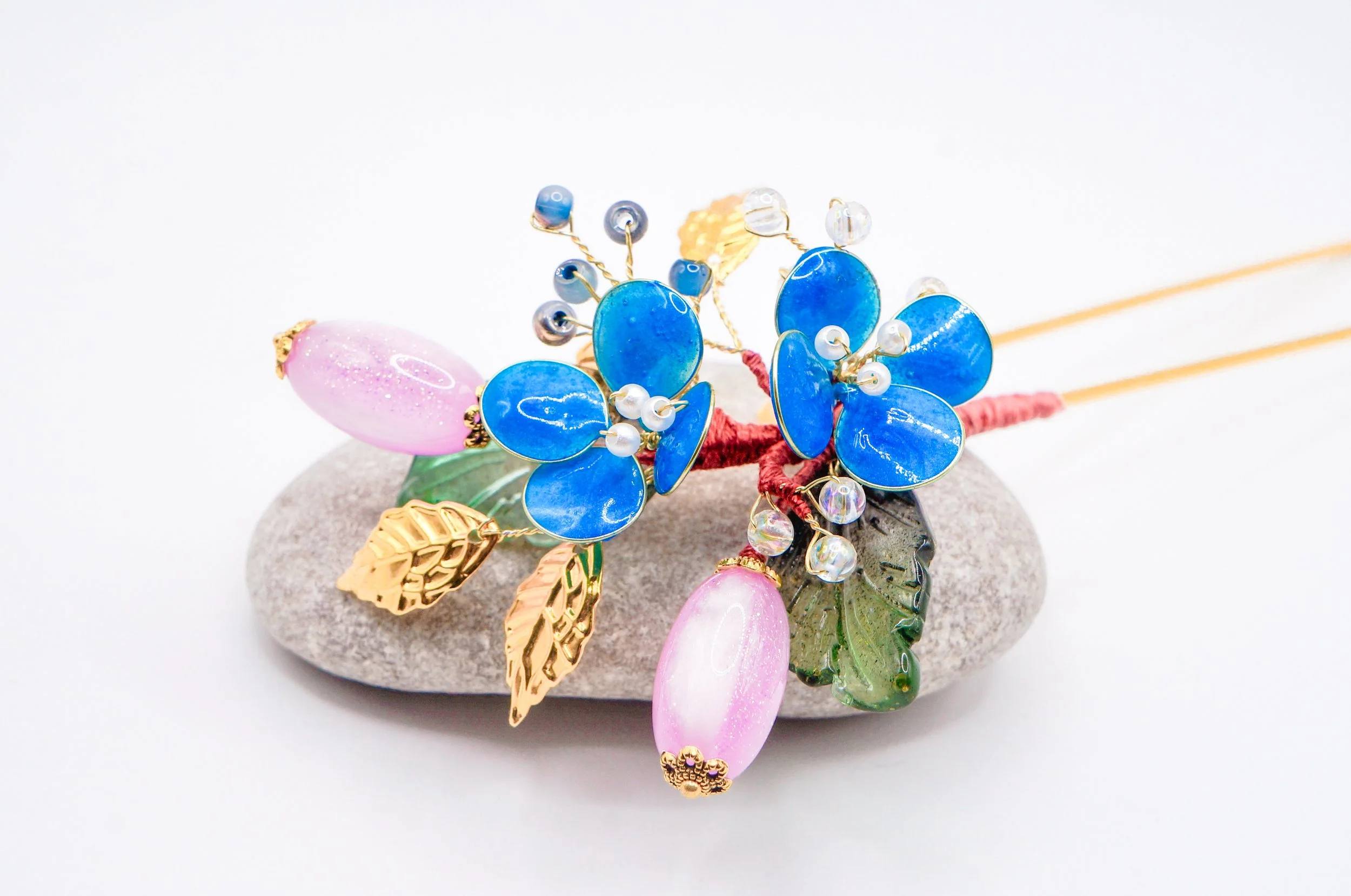 Royal Blue Flowers Hairstick