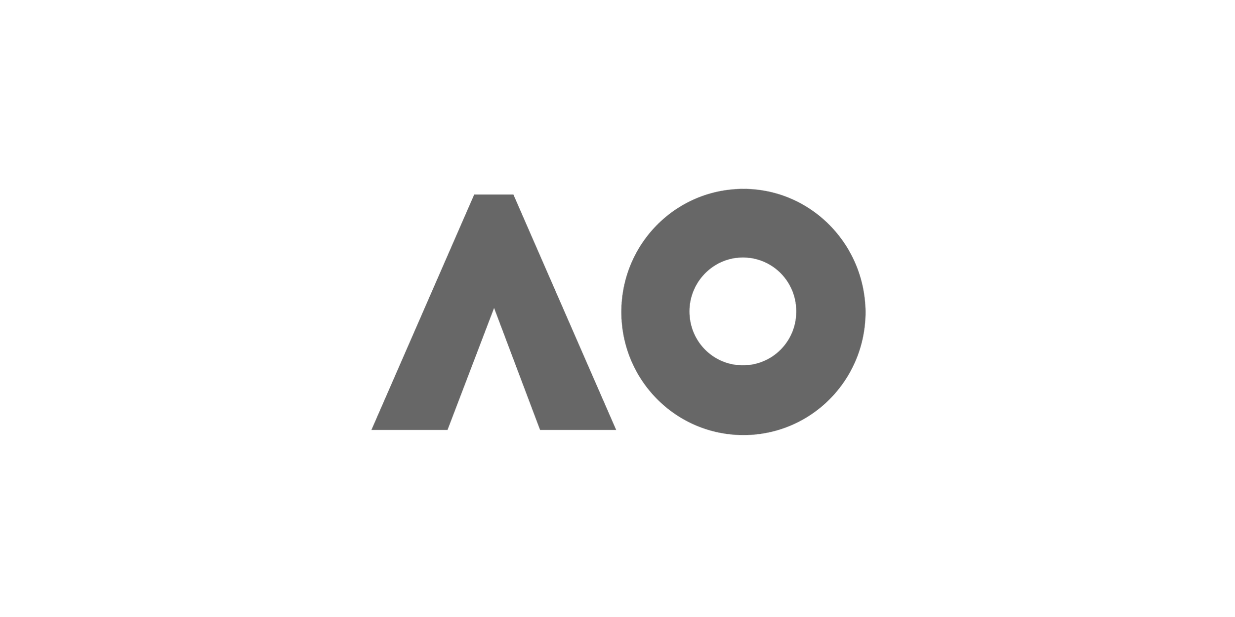The black logo with the letters 'AO' in gray, with 'A' stylized as a triangle and 'O' as a circle, representing the Australian Open tennis tournament.