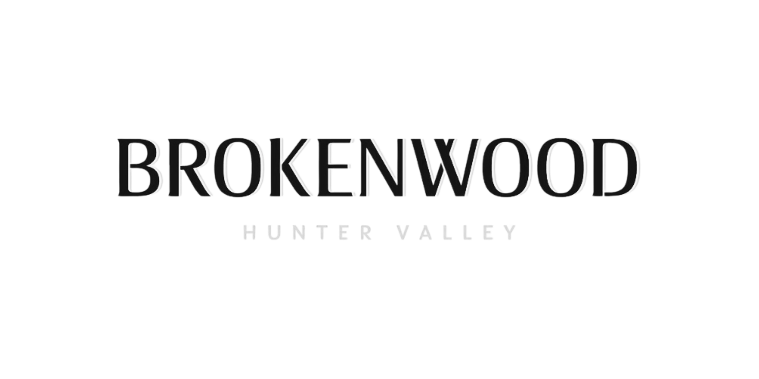 Black and gray logo for Brokenwood Hunter Valley, featuring bold uppercase text.