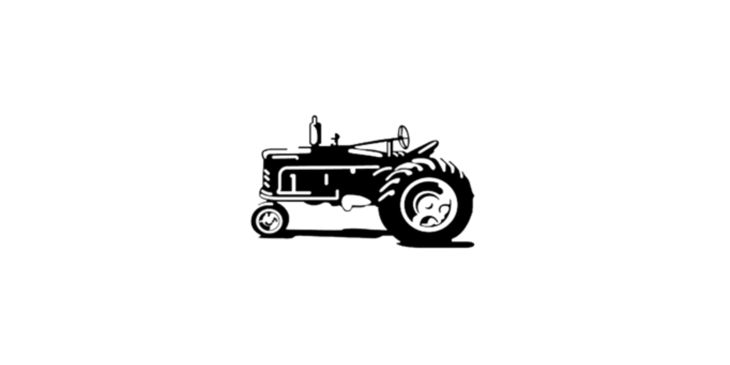 Outline drawing of a vintage tractor logo of 10xtractor