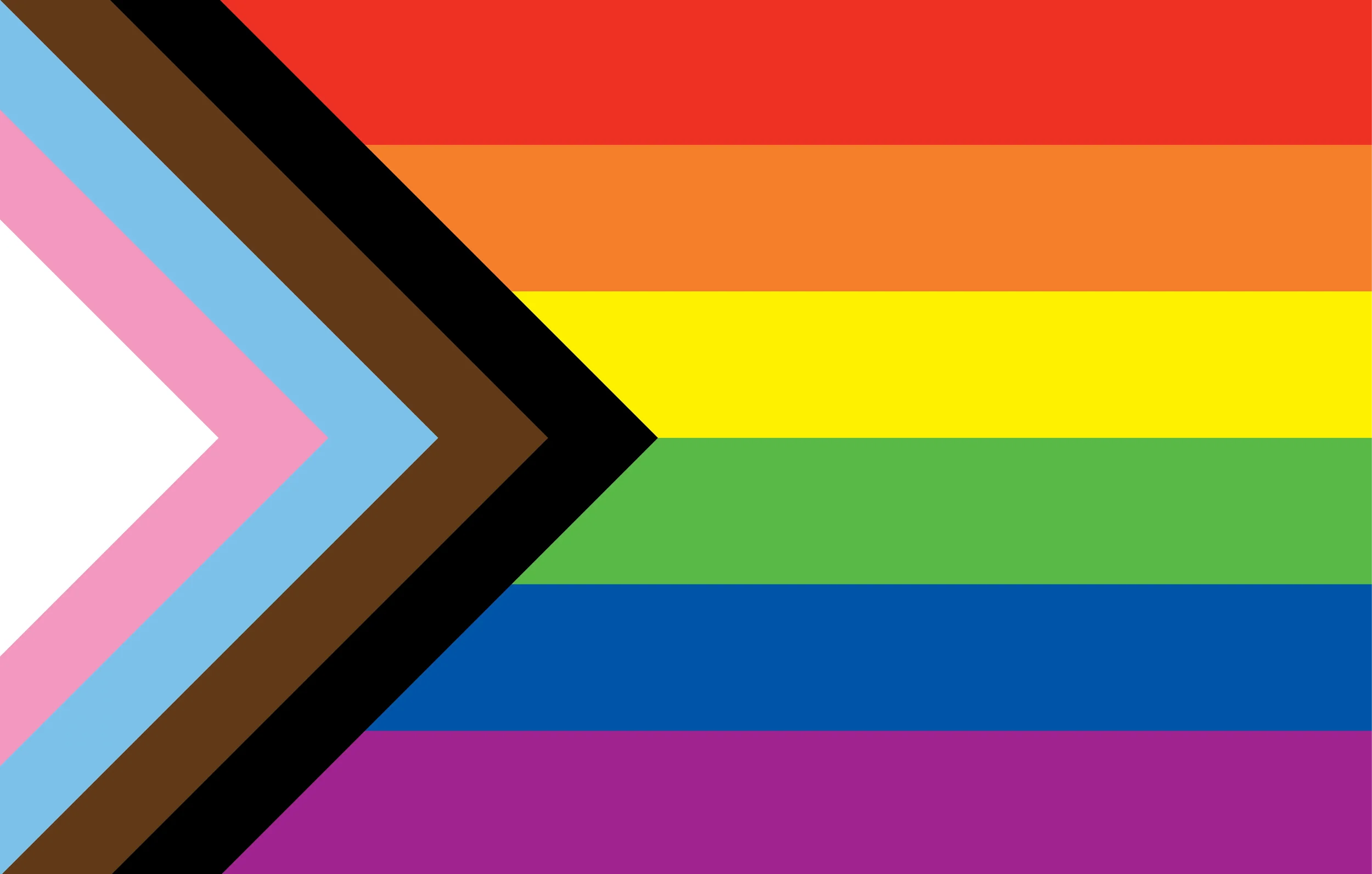 A rainbow-colored LGBTQ+ pride flag with black and brown stripes, and pink, blue, and purple stripes. Sean Kaine Therapy offers you a welcoming, safe & nonjudgmental space to explore!