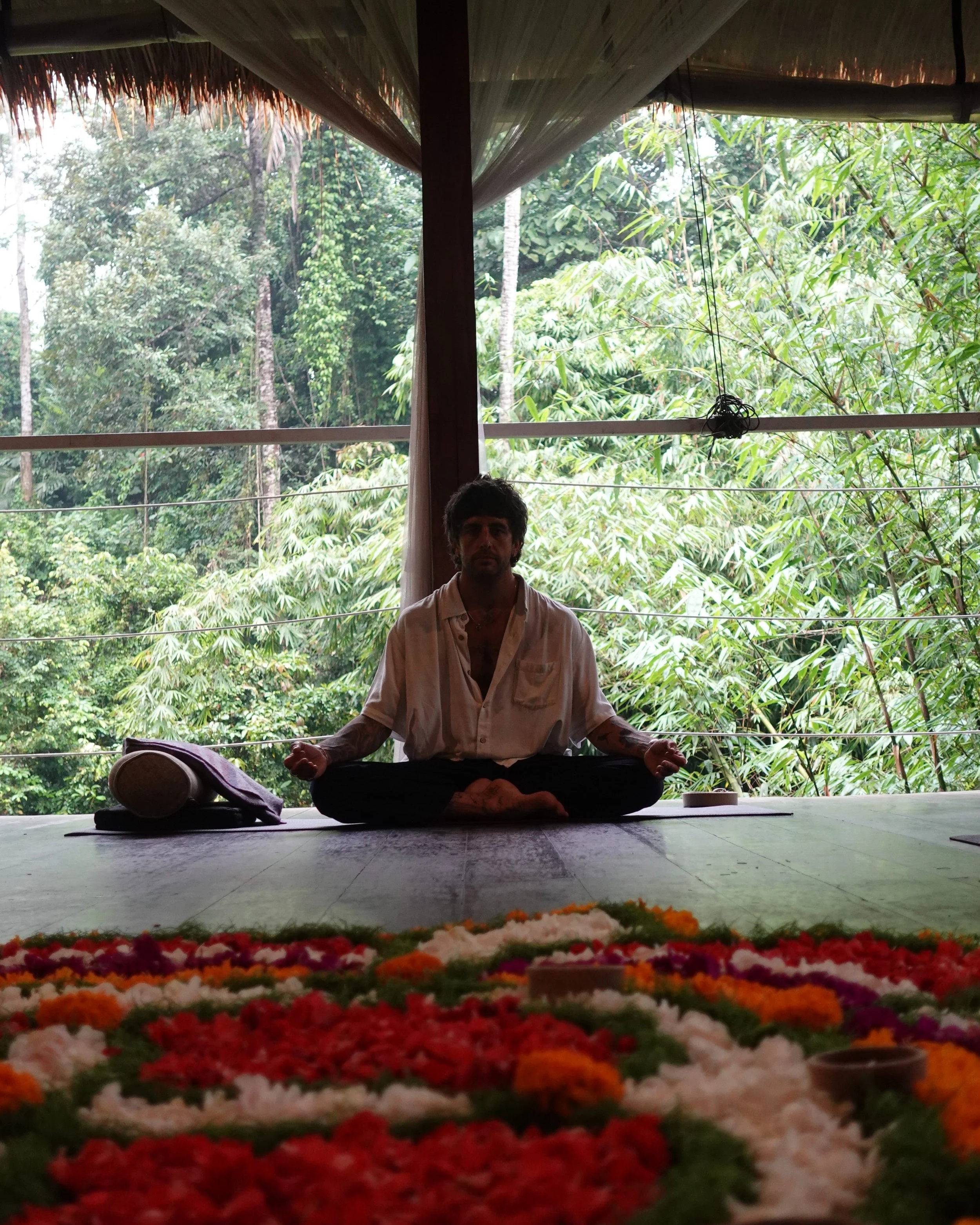 taylor facilitating at retreat in indonesia, mindfulness, meditation, self