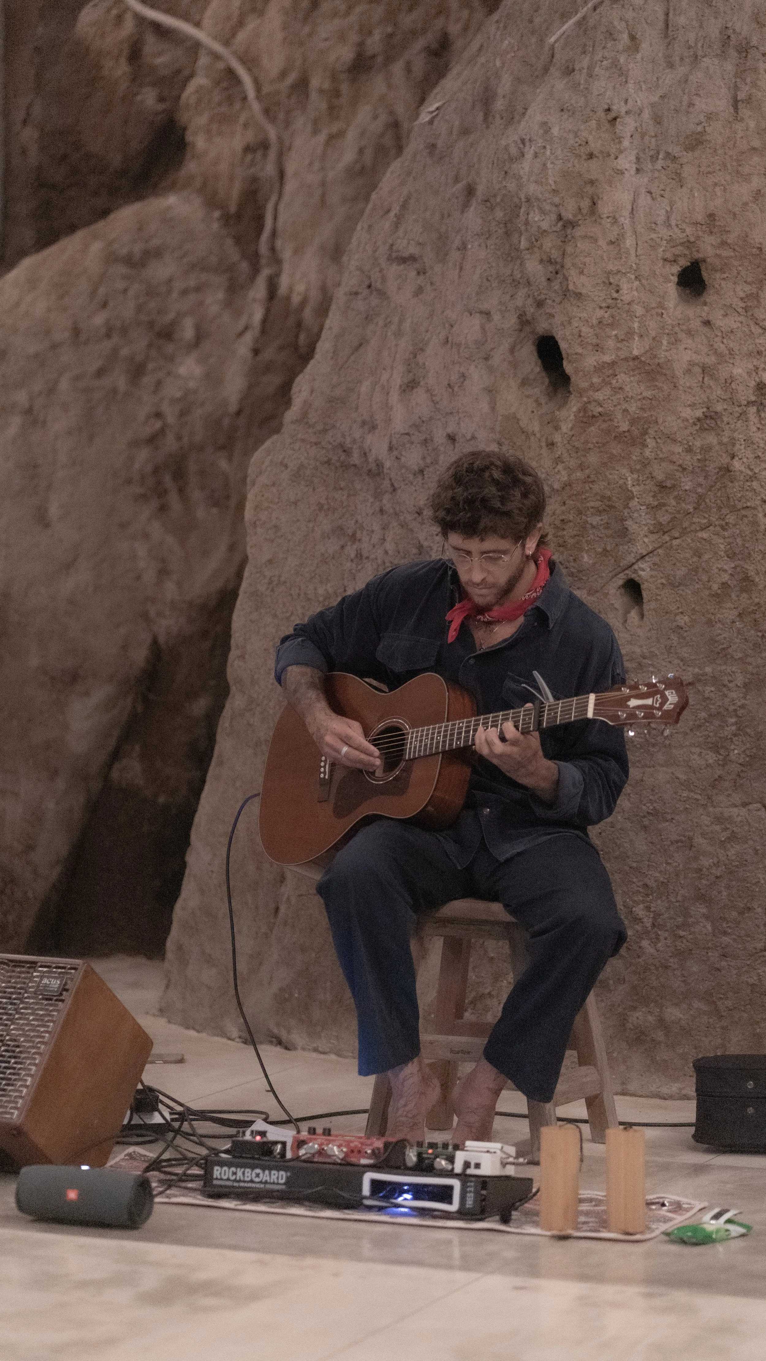 taylor playing music at a retreat, mindfulness, yoga, art therapy