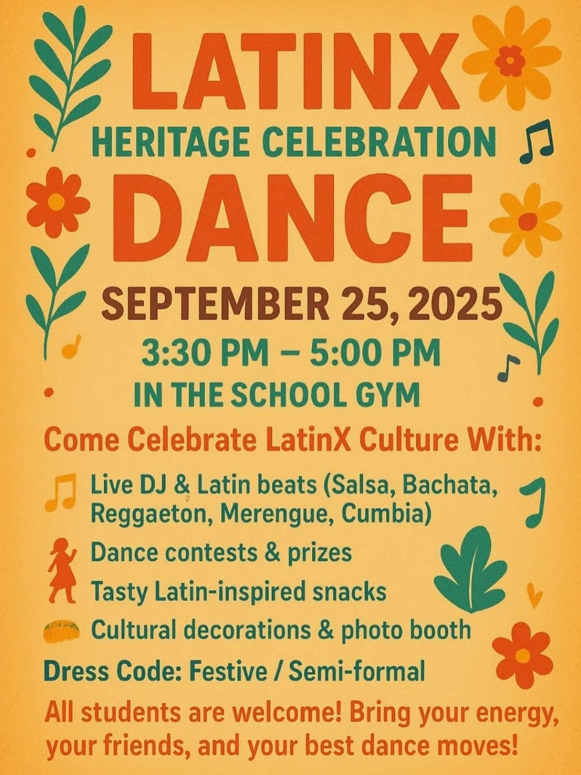 Come celebrate Latinx culture tomorrow with Launch tomorrow in the school gym! 🚀