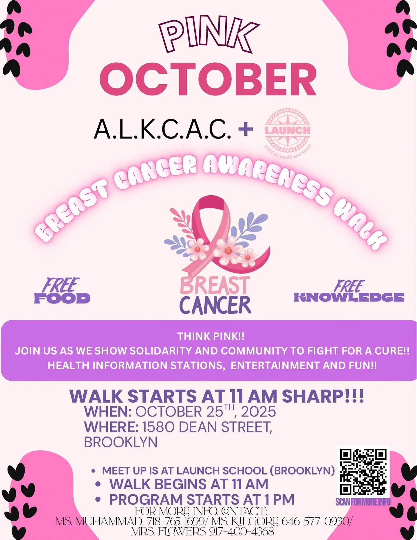 Hey Launch Family! Happy PINKtober!

It is officially Breast Cancer Awareness Month and Ms.Muhammad is ecstatically excited to cordially invite us ALL to FIGHT!!&nbsp; come out on Saturday October 25th, 2025 to Launch MS and join us as we work in kin