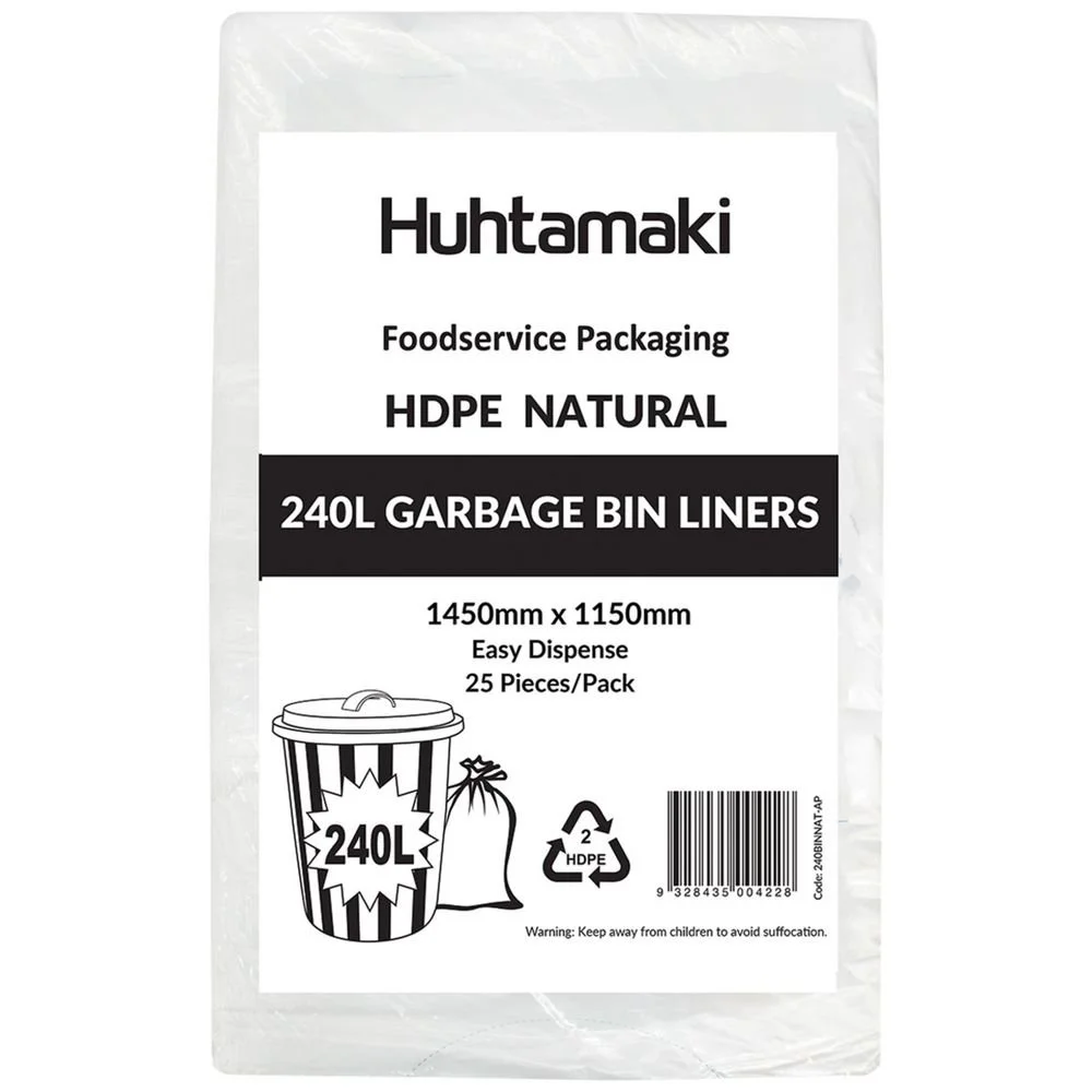 240L Natural HDPE Garbage Bin Liners