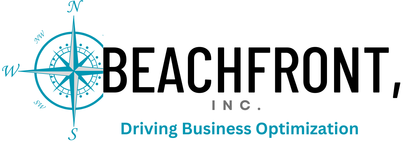 Logo for a company called 'Driving Business Optimization Inc.' featuring a blue compass rose design.