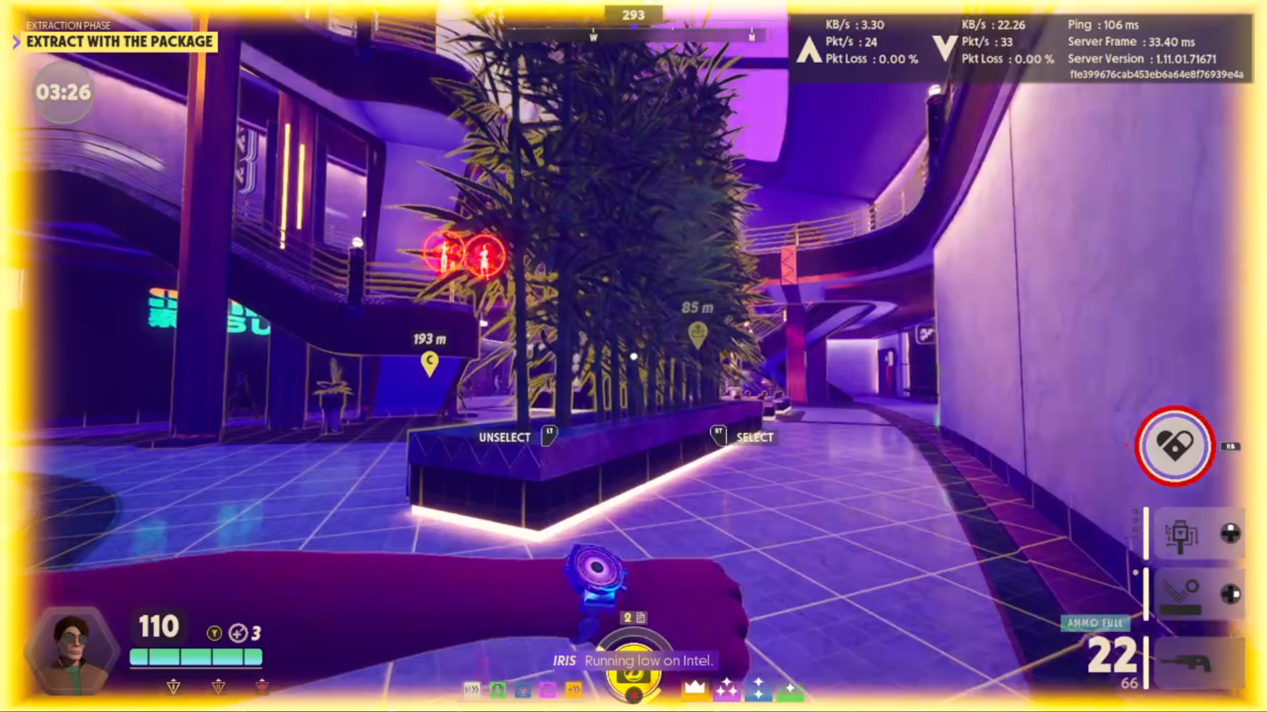 Third iteration of the package scan, November 2024 - present. Yellow saturation was removed, creating much better visibility and contrast between scanned agents and their backgrounds. Ping circles around scanned agents remained.