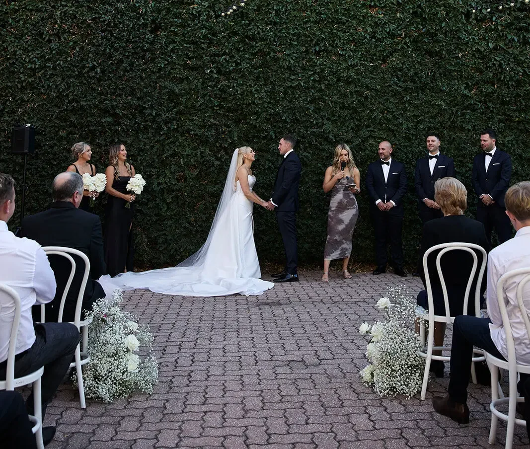 Celebrant DJ Aleks Mac At A Wedding Ceremony With Bride And Groom At Butler Lane